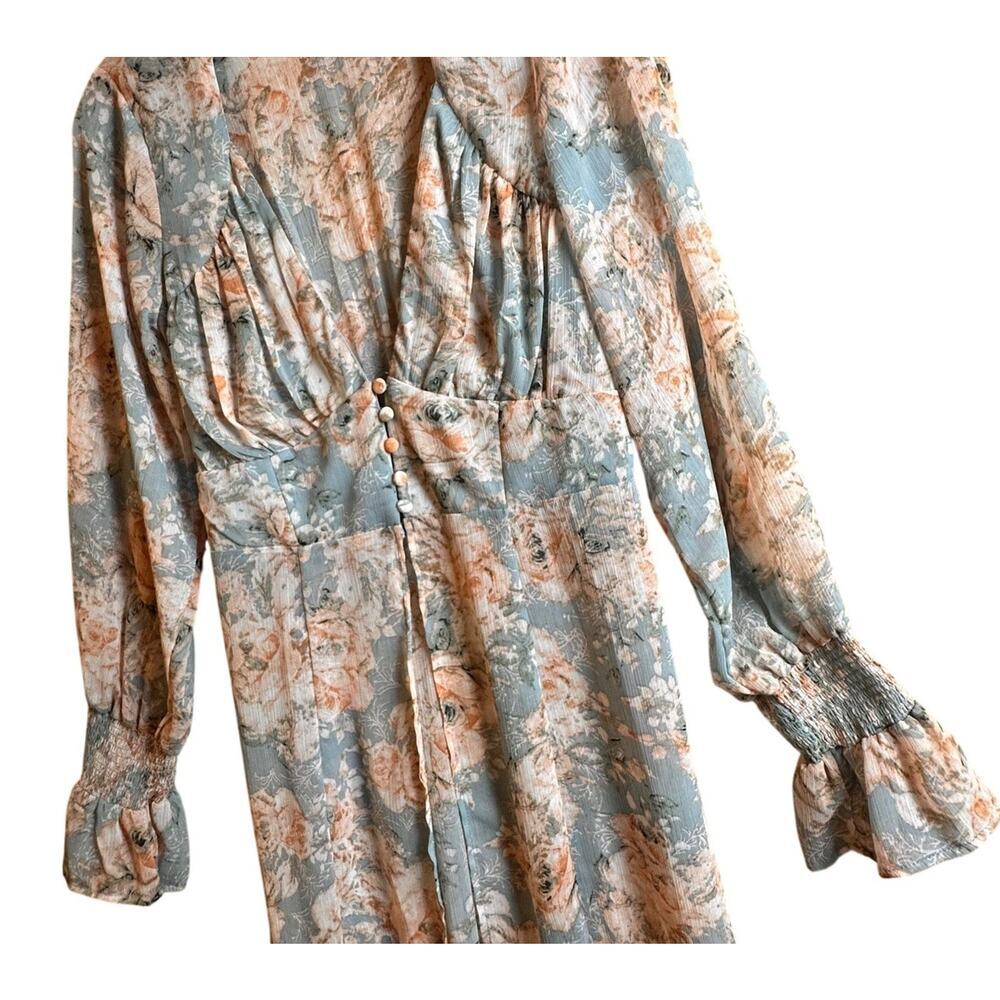 Floral Longline Duster Kimono Boho Sheer Lightweight Cover Up Women’s M - Picture 9 of 15